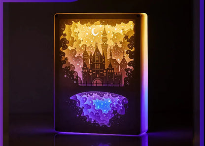 Bedside night light with three-dimensional paper carving design and USB power connection