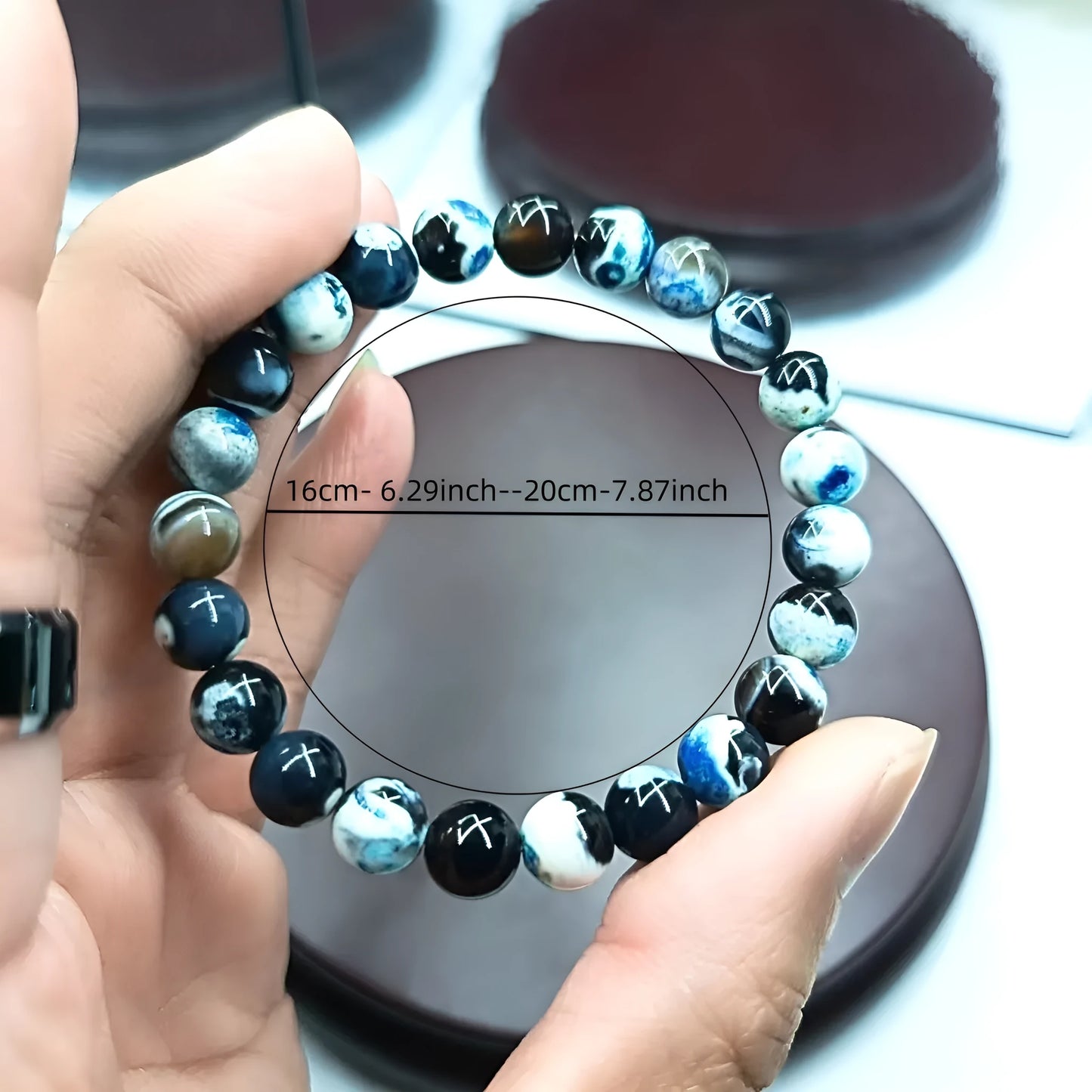 8mm natural agate bohemian ladies bracelet in four colour options