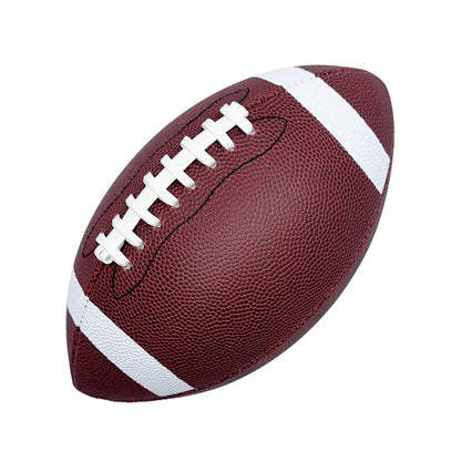 Children's American football size 9 PU training ball in maroon or brown for sports and other ball games.