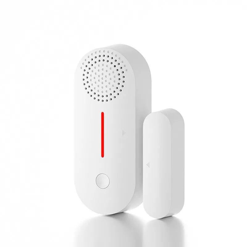WiFi door magnetic sensor alarm with 100dB siren and 2.4GHz wireless connectivity for smart home security, battery-powered window and door open detection sensor system with sound and light alert