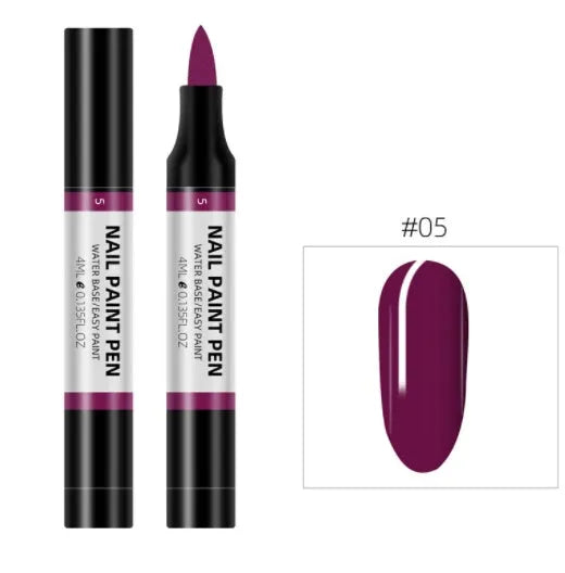 24 colour water-based nail polish painting pens for 3D nail art and flower designs