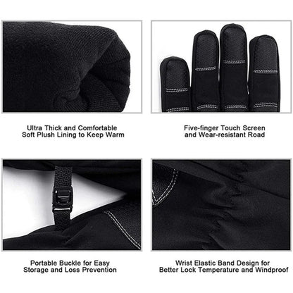 Winter cycling gloves in black or grey with touchscreen fingertips, anti-skid grip, waterproof windproof fabric, sizes M to XXL