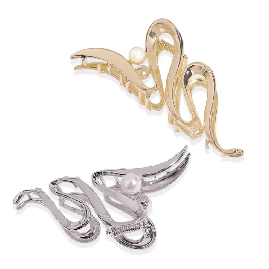 Silver metal hair claw barrette example from a range of 44 Korean-style designs.