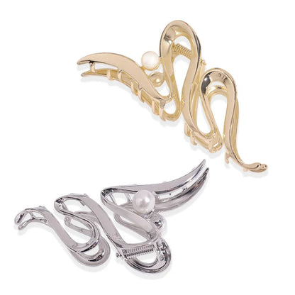Silver metal hair claw barrette example from a range of 44 Korean-style designs.