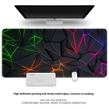 Natural rubber keyboard table mat with non-slip surface showing thermal transfer pattern and overlock edges