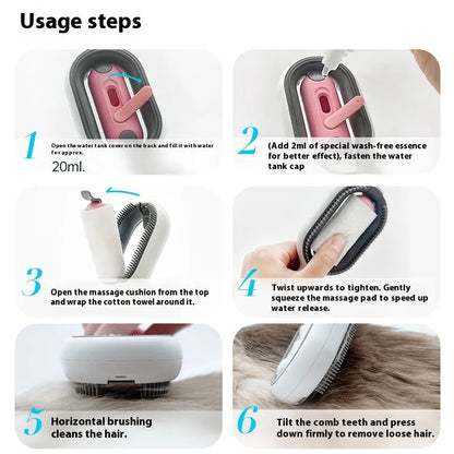 Large ABS silicone dog hair comb with disposable essence napkins for pet grooming