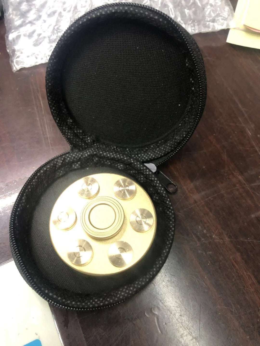 Brass gun revolver bullet fidget spinner with detachable rotating top