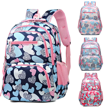 Blue student backpack with air pillow shoulder straps and Oxford cloth exterior