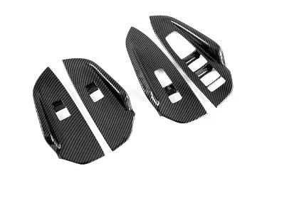 Kaiku glass lifting button panel patch set in ABS plastic carbon fibre colour, four-piece inner armrest frame trim