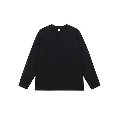 Men's loose fit solid colour cotton long sleeve t-shirt on a hanger
