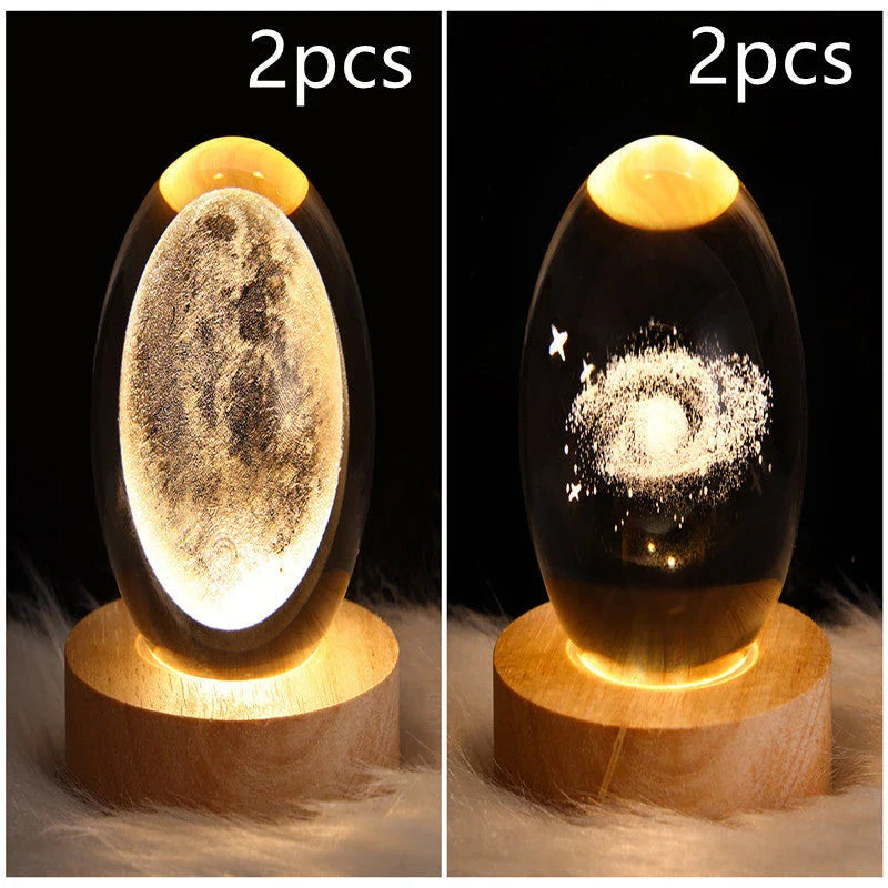 Enchanting galaxy crystal ball night light with 3D pattern, creating a mesmerizing celestial display for bedroom decor