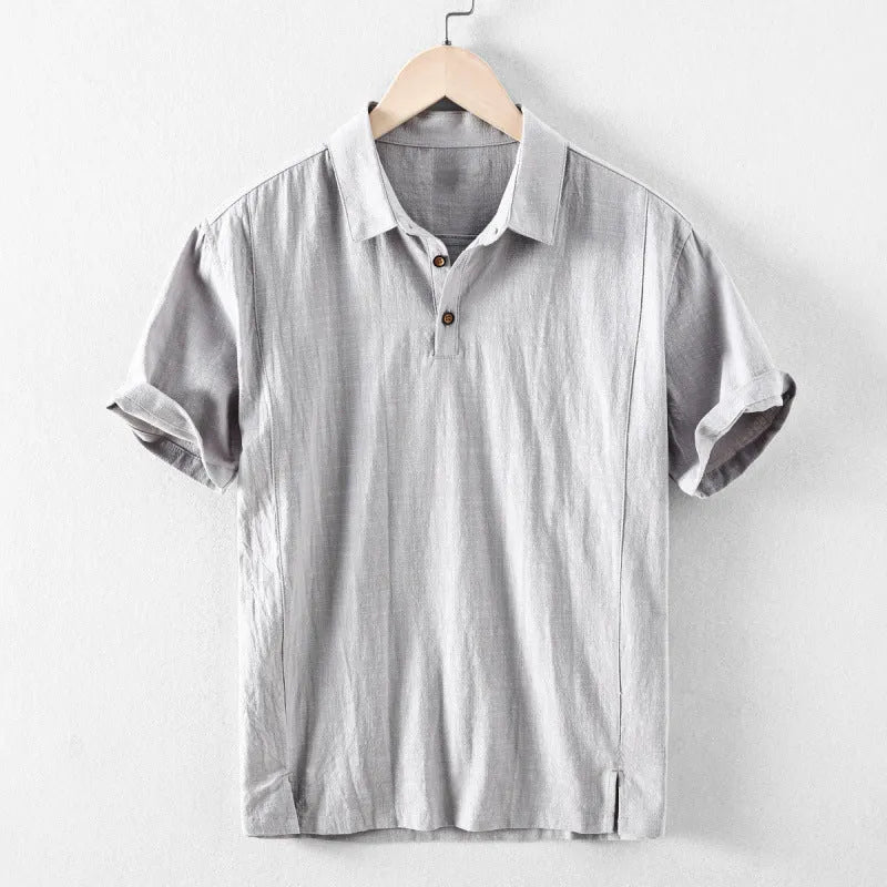 Men's cotton linen casual shirt in loose fit available in four solid colours