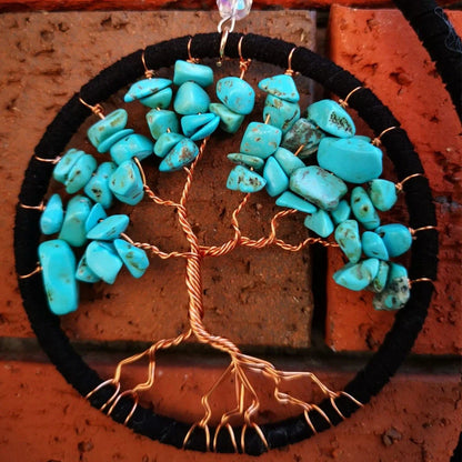 Tree of Life handmade feather dream catcher wall decoration with 16cm diameter
