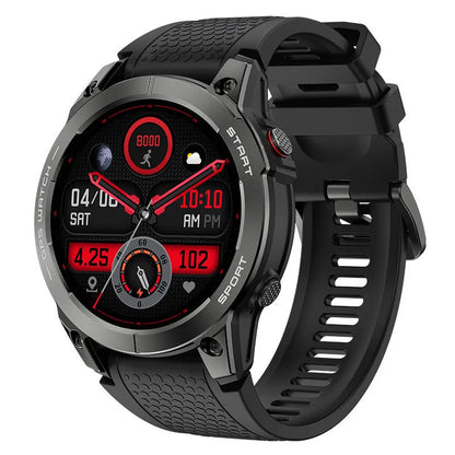 S53 outdoor GPS sports smart watch with black silicone band and 1.43-inch IPS touch screen display