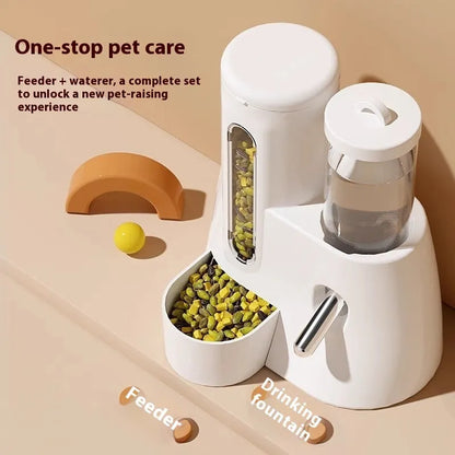 Hamster automatic drinking water feeder with attached food basin in blue colour