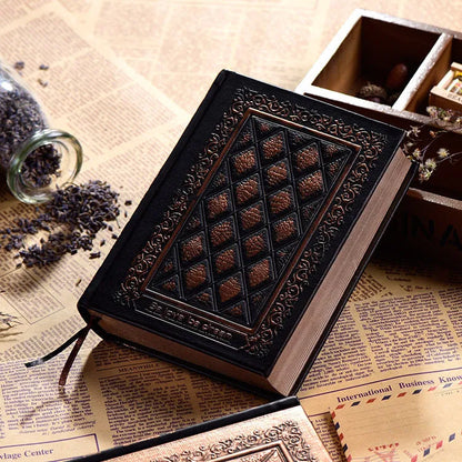Embossed faux leather notepad with super thick pages in bronze and black gold colour options