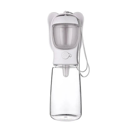 2 in 1 dog water bottle with food container in green, pink or white, 350ml or 550ml, leak proof portable pet dispenser