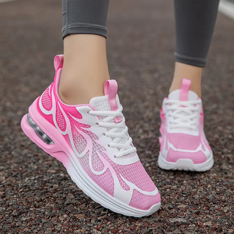 Women's mesh casual sneakers with PU sole, available in sizes 36-43, in pink, plum red, and moonlight colour options, lightweight everyday footwear for casual wear