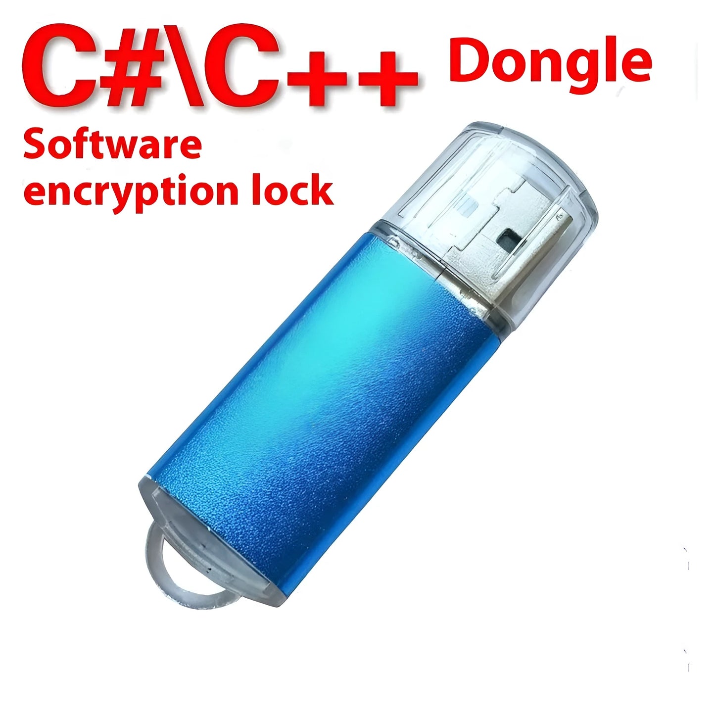 Software encryption USB dongle with metal shell in six colour options showing compact dimensions