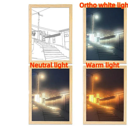 Customizable illuminated picture frame with adjustable LED lighting for home decor