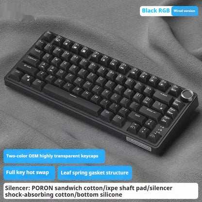 Wireless mechanical keyboard with RGB backlighting and hot-swappable key switches.