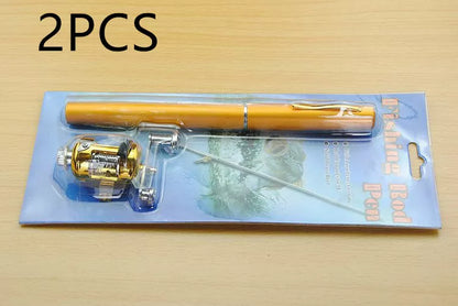 Telescopic drum pen rod fishing gear set for ice fishing in various colors