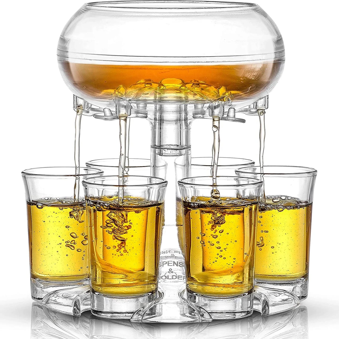 6-shot glass dispenser holder with 6 cups for neat party serving