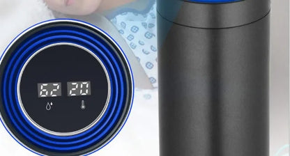 A7 aluminium alloy car air purifier with display showing air quality, temperature, and humidity readings.