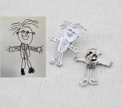 Custom children's artwork necklace with stainless steel chain and titanium steel pendant