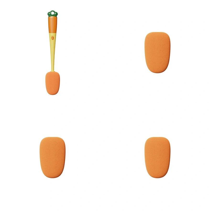 3-in-1 multifunctional cleaning brush set with carrot design for cups and bottles