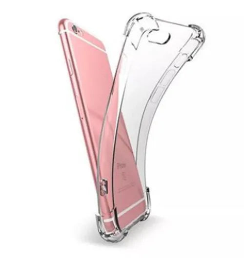 Transparent TPU iPhone case showing phone through clear material with 1.2mm slim profile