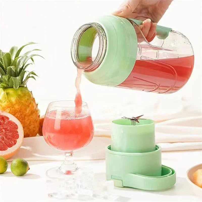 USB rechargeable portable blender with large 50-ounce capacity, powerful 80-watt motor, and precision steel blades for blending fresh juices and smoothies on the go.