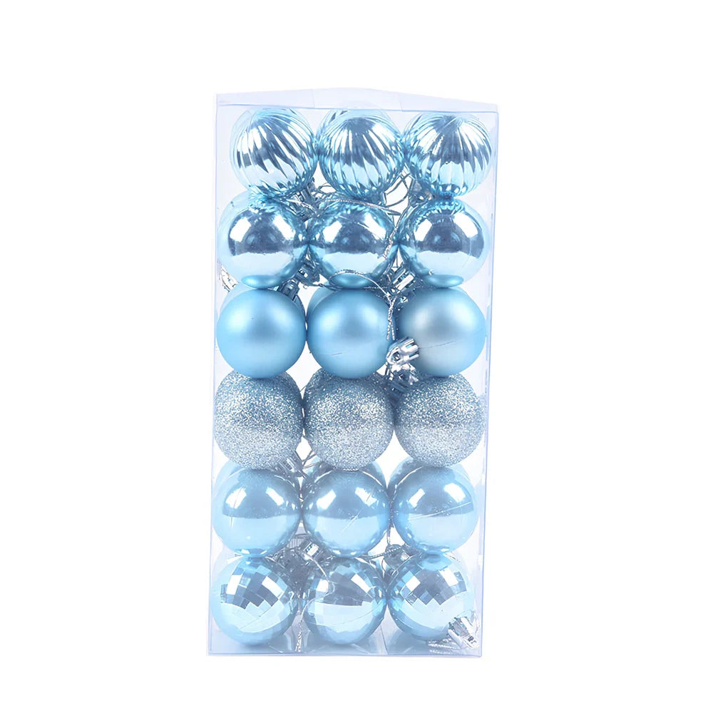 36 Christmas balls in 16 colours including rose gold and champagne gold, 4cm diameter