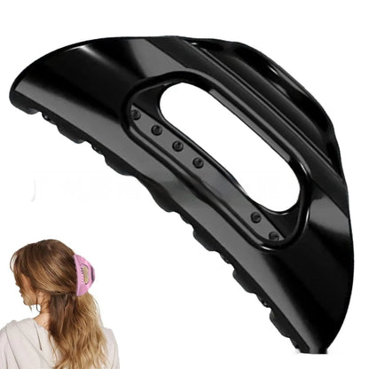 Plain colour plastic French grip hair clip in black, light pink, or cloudy blue for women's everyday hair styling