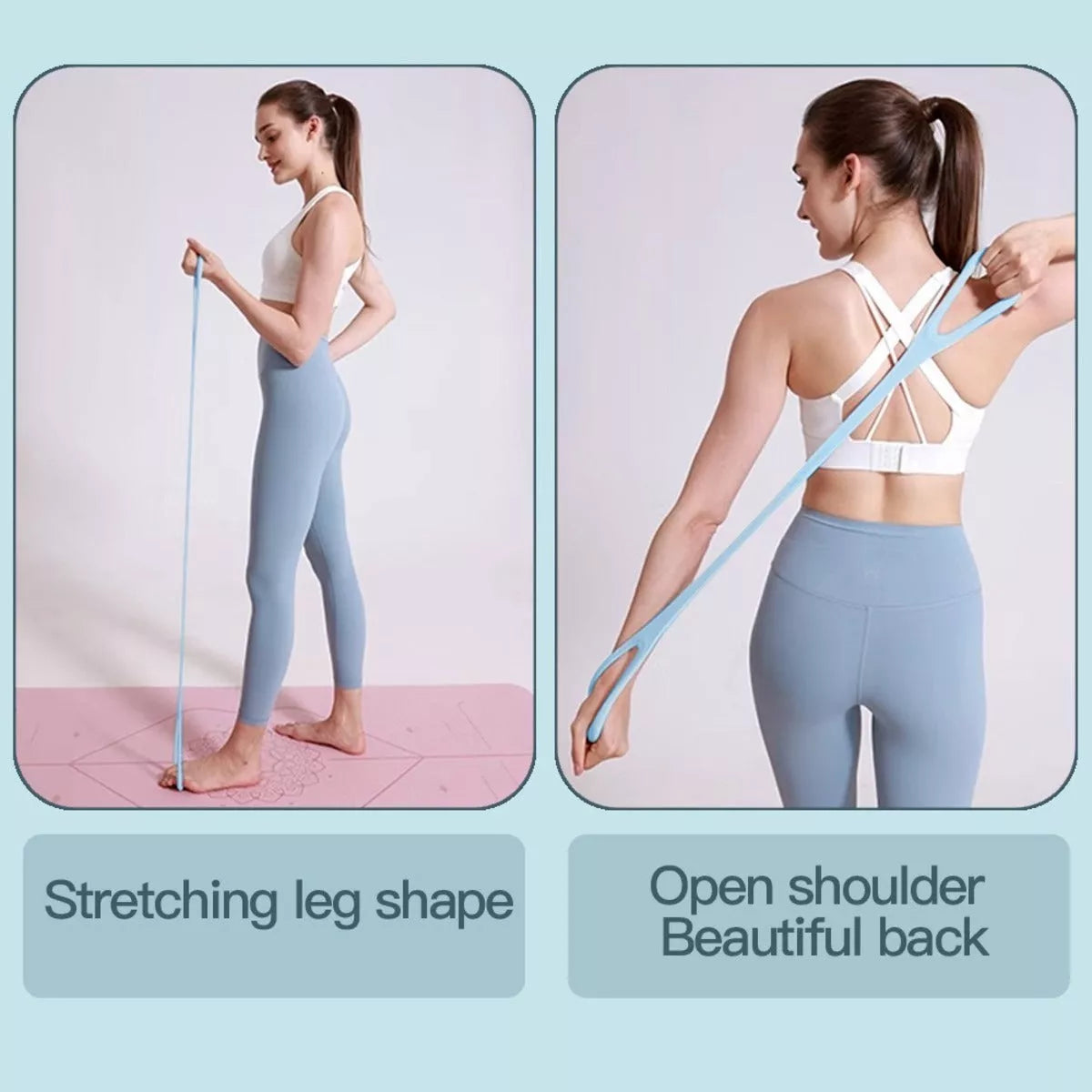 8-character Puller Silicone Yoga Mini Band Kit with Light, Medium, and Heavy resistance bands