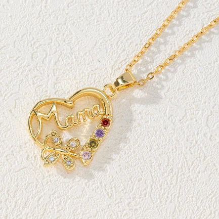 A shimmering heart-shaped jewelry set with a multicolor rhinestone design, including a ring and coordinating necklace, a thoughtful Mother's Day gift.