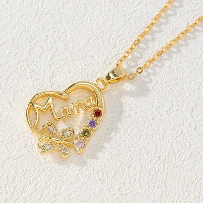 A shimmering heart-shaped jewelry set with a multicolor rhinestone design, including a ring and coordinating necklace, a thoughtful Mother's Day gift.