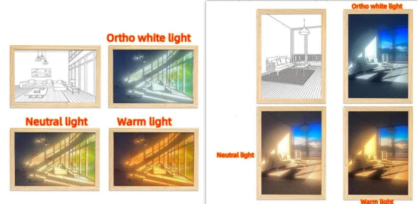 Customizable illuminated picture frame with adjustable LED lighting for home decor
