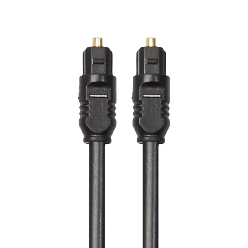 Black 2 metre Toslink digital optical audio cable with square connectors