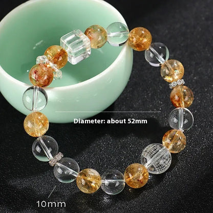 Handmade women's crystal beaded bracelet with freshwater pearls and small Buddha charm