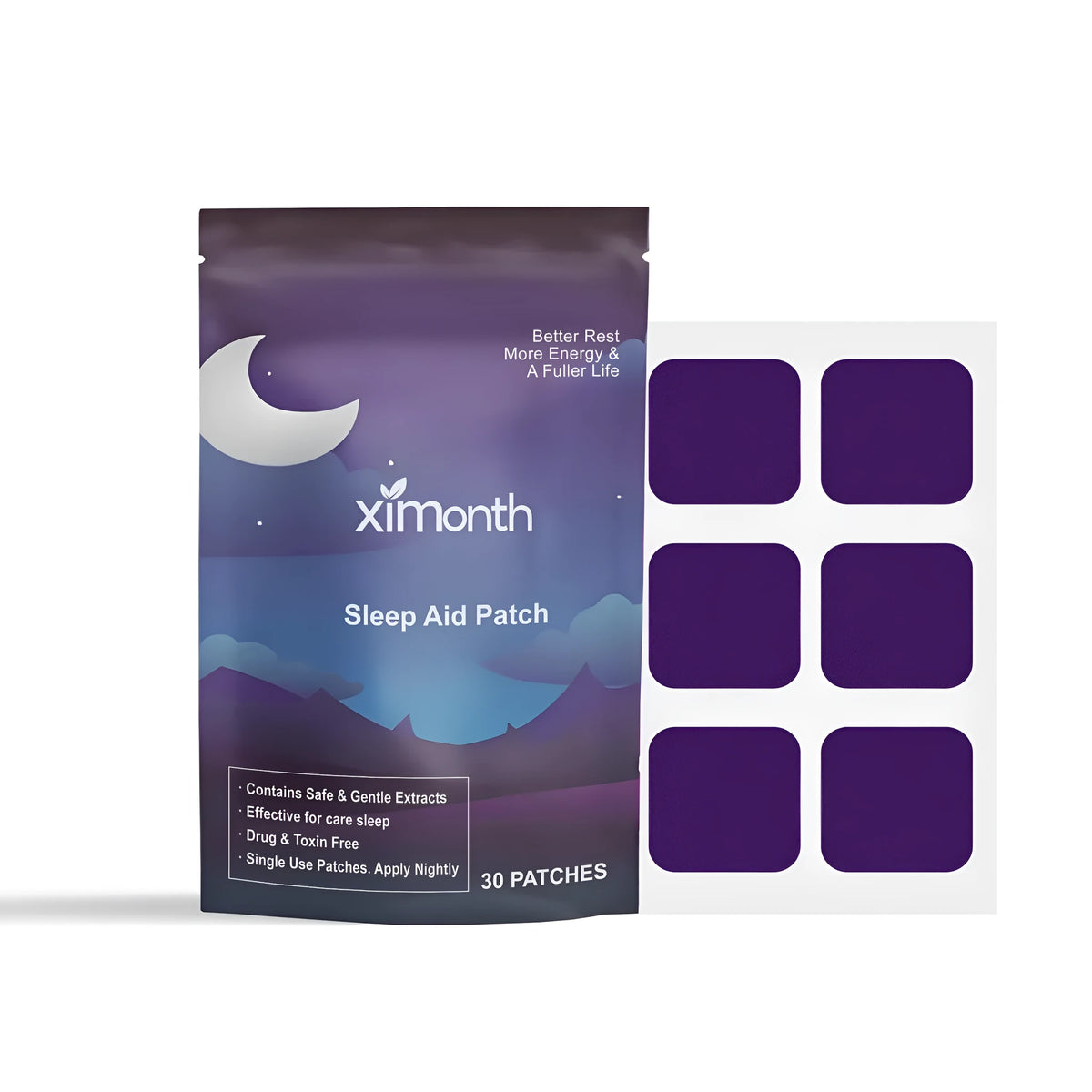 A pack of 30 clear, adhesive lavender sleep aid patches for calming night time use.