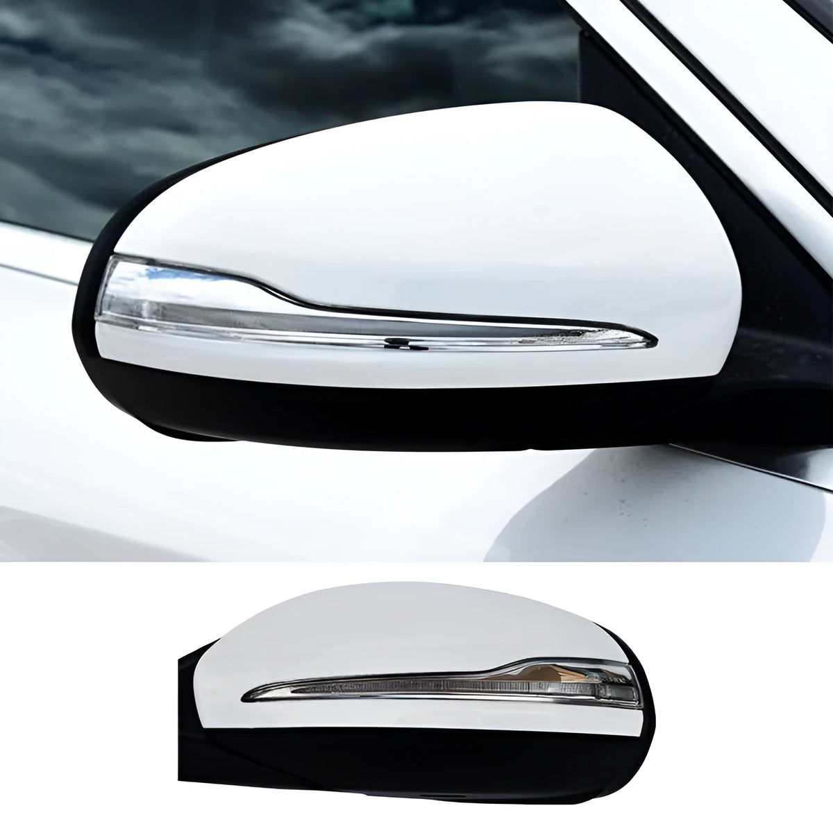 Mercedes-Benz W205 C-Class replacement rearview mirror assembly in ABS plastic.