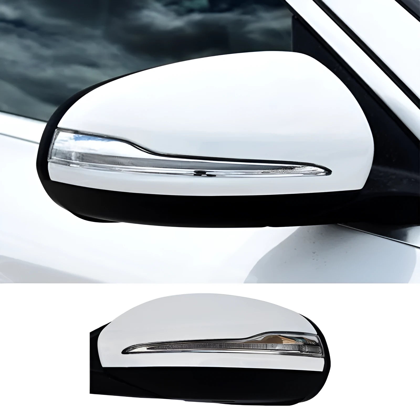 Mercedes-Benz W205 C-Class replacement rearview mirror assembly in ABS plastic.