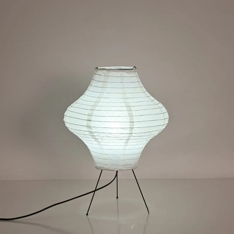 Japanese style decorative table lamp with paper shade and three-colour light source