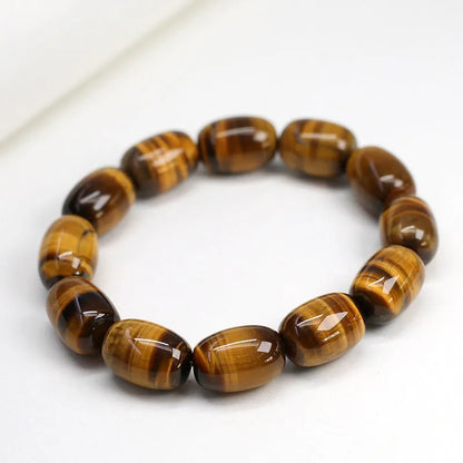Natural yellow tigereye gemstone bracelet with ethnic constellation styling in two bead size options