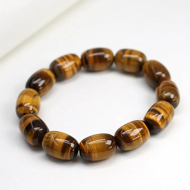 Natural Tigereye Bracelet with Chinese natural treatment process featuring 11mm or 13mm yellow tiger eye gemstone beads in ethnic constellation style, unisex stone bracelet