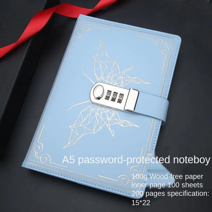 Retro PU notebook with password lock, butterfly codebook design, 15 x 22 cm cover, available in four colours