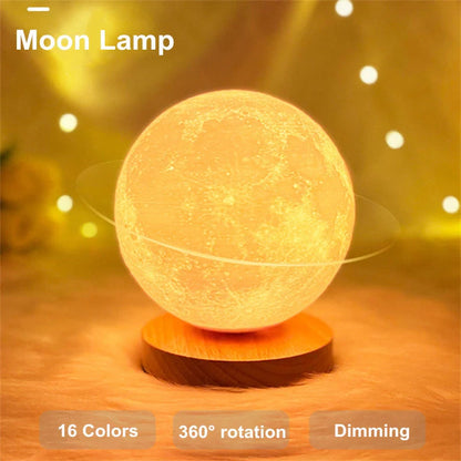 3D Magnetic Floating Levitating Moon Lamp with remote control on oak base