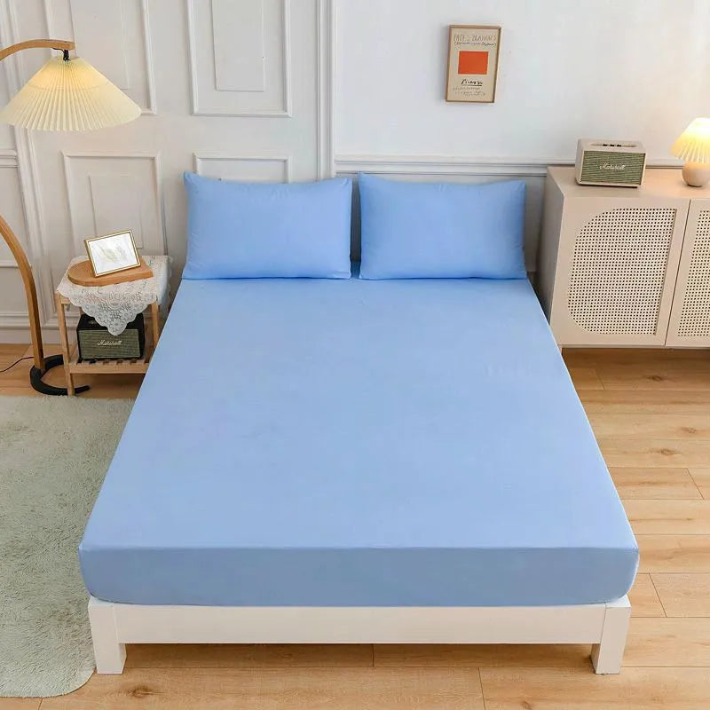Cotton bed sheets fitted sheet and pillowcase set in various colour options for standard mattress sizes