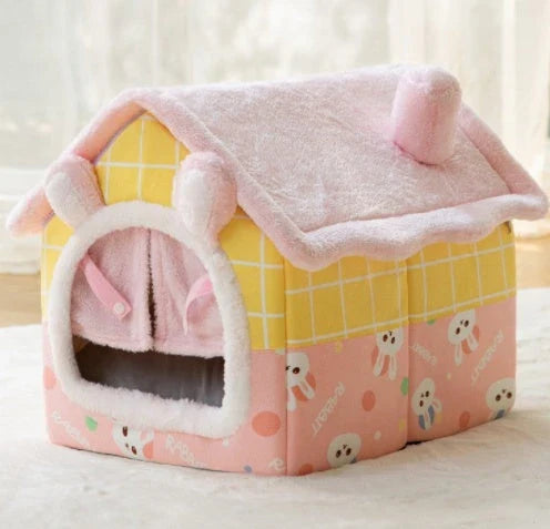 Cozy and Foldable Pet Bed for Dogs and Cats: Premium Synthetic Fur, Self-Warming, and Non-Slip Design